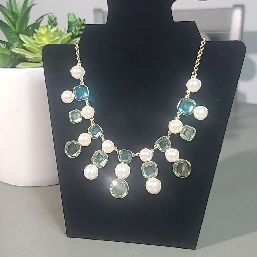 Statement Green and Pearl Necklace